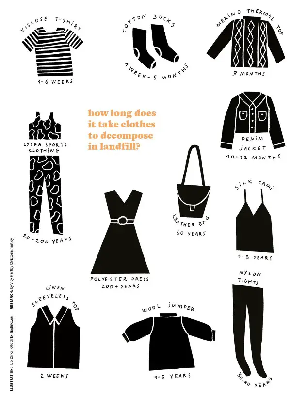 how long clothing lasts in landfill